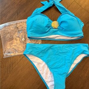 Blue Halter Bikini Set